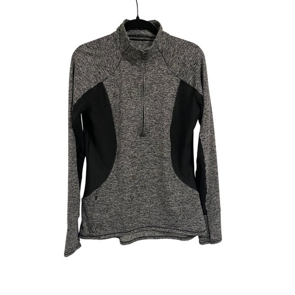 Athleta‎ Running Wild Half Zip Gray Black Long Sleeve Shirt Size M - Picture 1 of 8
